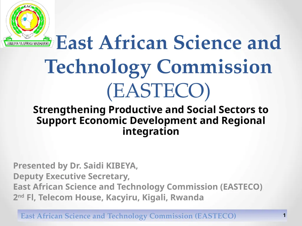 East African Science and Technology Commission - slide 1 of 11