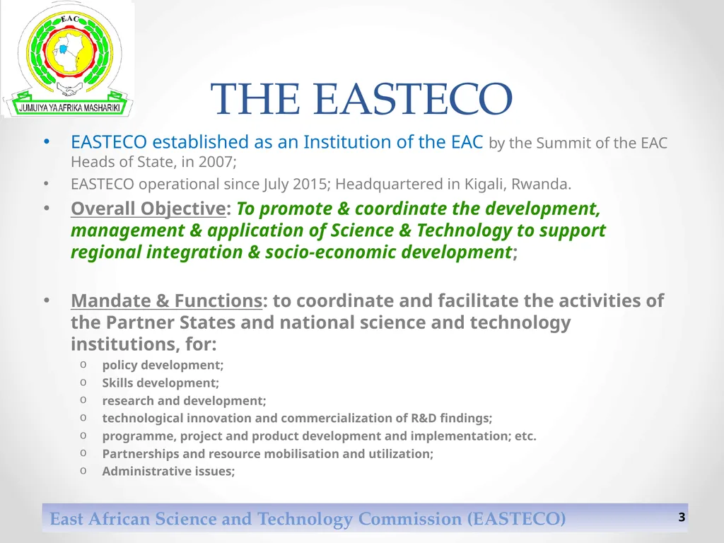 East African Science and Technology Commission - slide 3 of 11