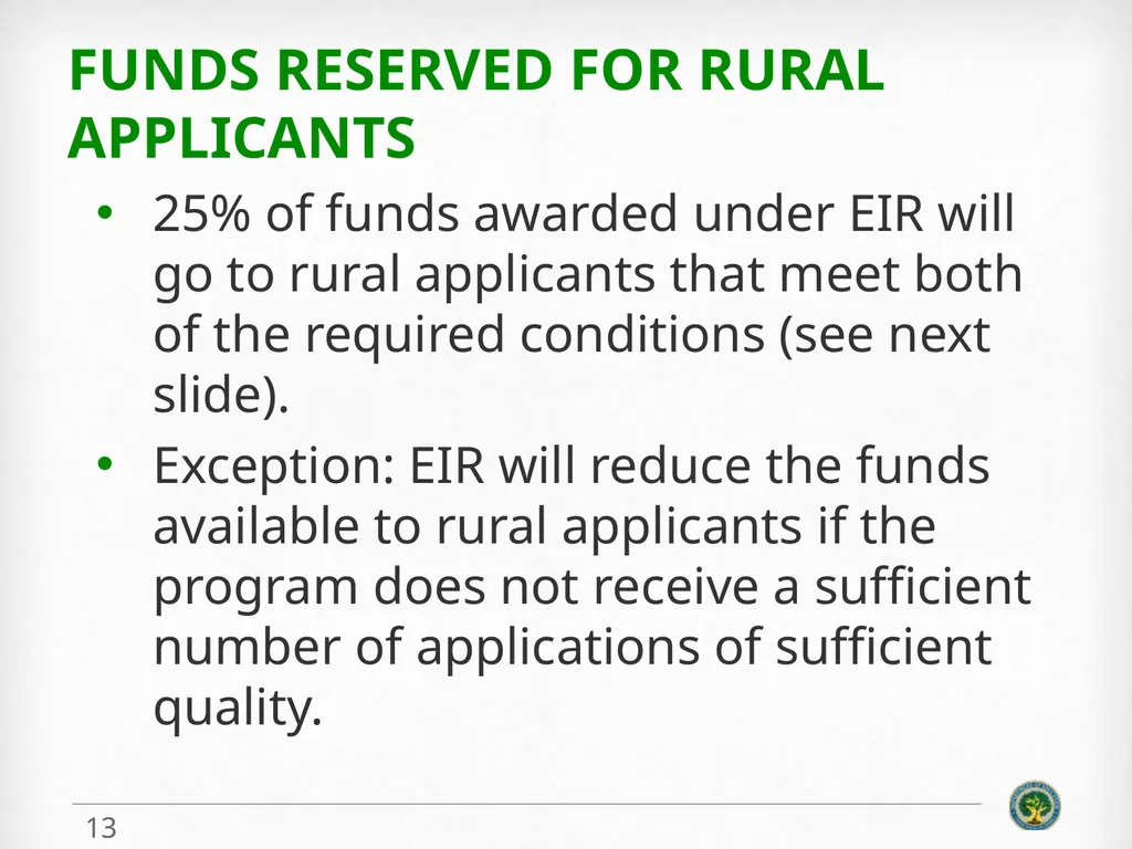 Education Innovation and Research (EIR) ELIGIBLITY - slide 13 of 19