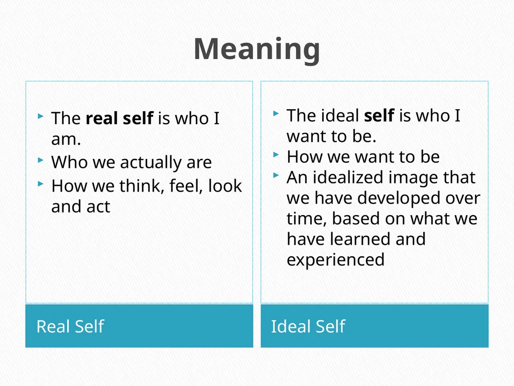 Difference Between; Real Self and Ideal Self Mr. - slide 4 of 11