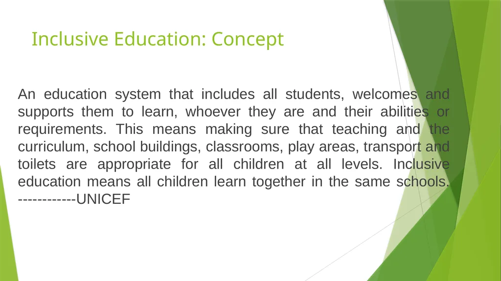 Inclusive education Concept Meaning and Importance - slide 3 of 12