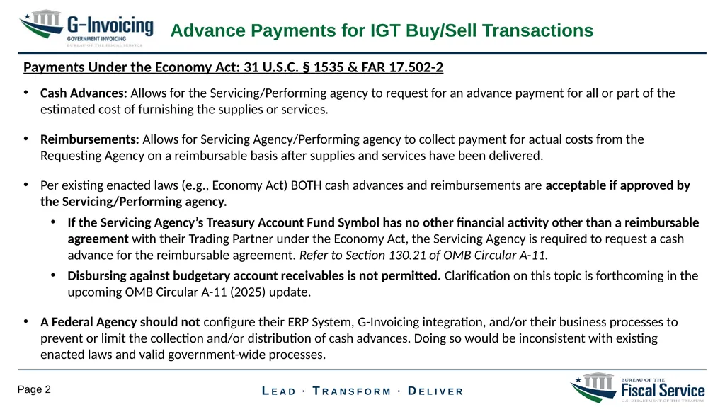 G-Invoicing Program Update U.S. Standard General - slide 2 of 3
