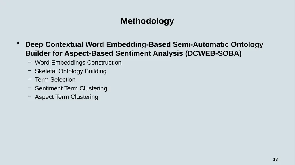 1 DCWEB-SOBA: Deep Contextual Word - slide 13 of 34