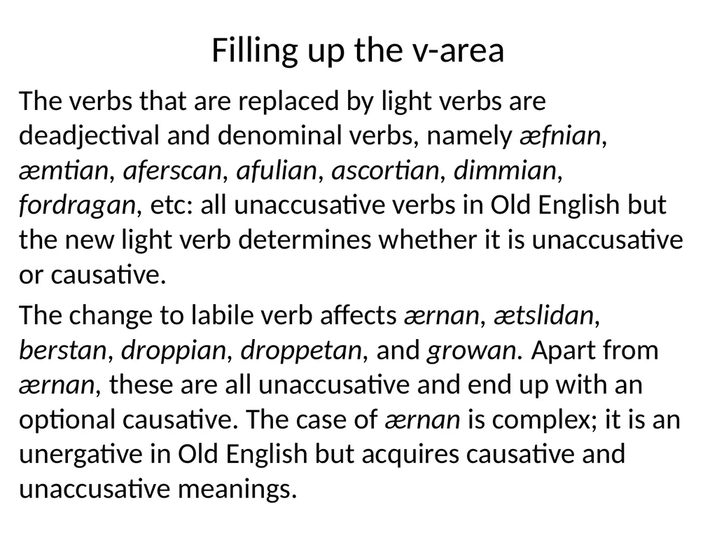 Changes in Aspect Elly van Gelderen Workshop - slide 23 of 77
