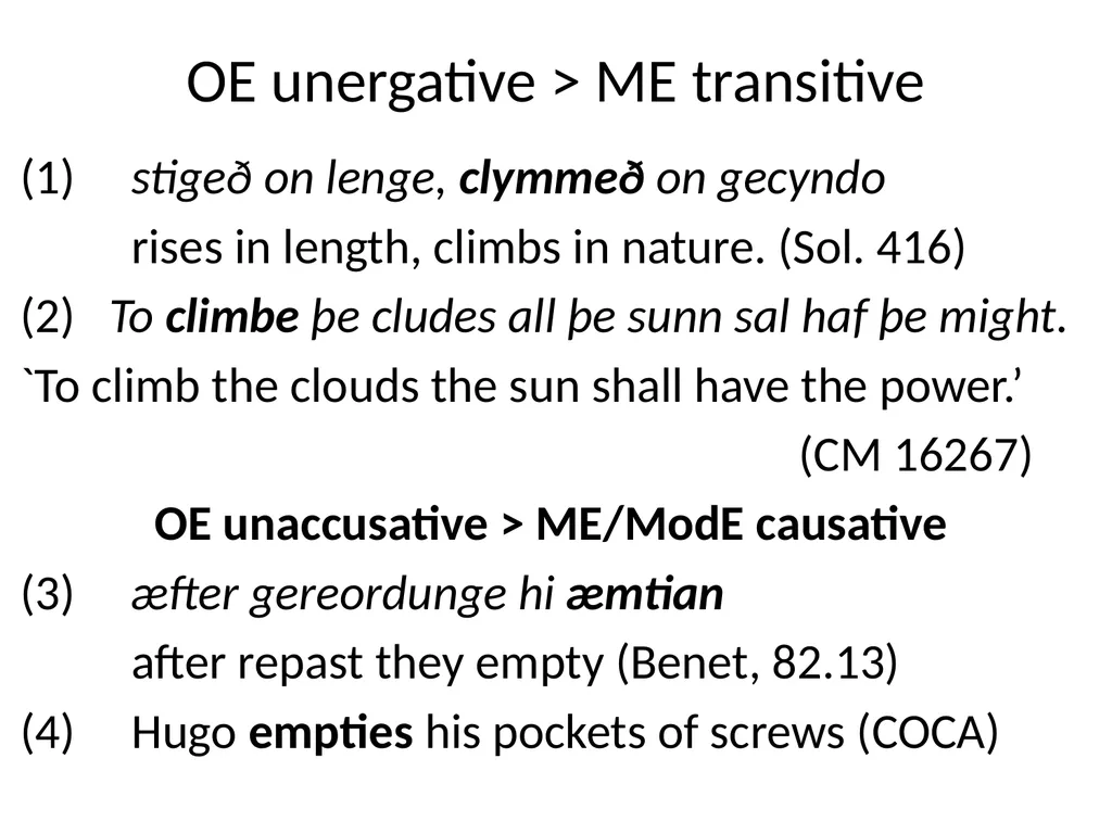 Changes in Aspect Elly van Gelderen Workshop - slide 20 of 77