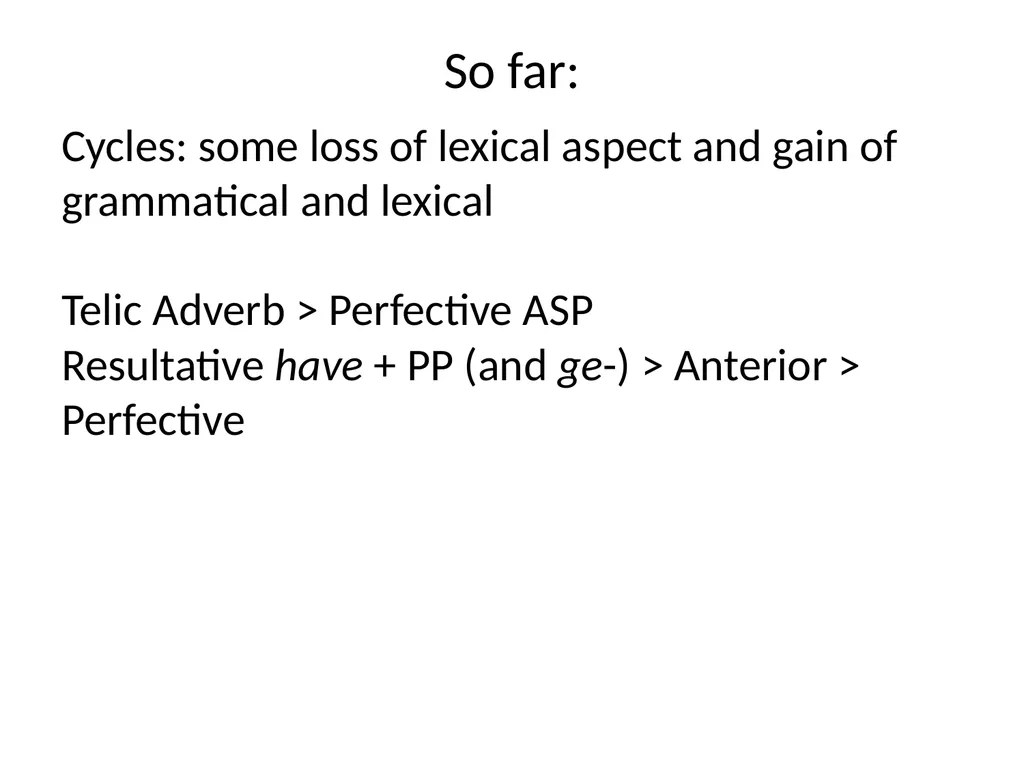 Changes in Aspect Elly van Gelderen Workshop - slide 75 of 77