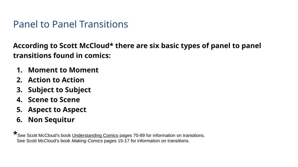 Panel to Panel Transitions in Comics With examples - slide 2 of 9