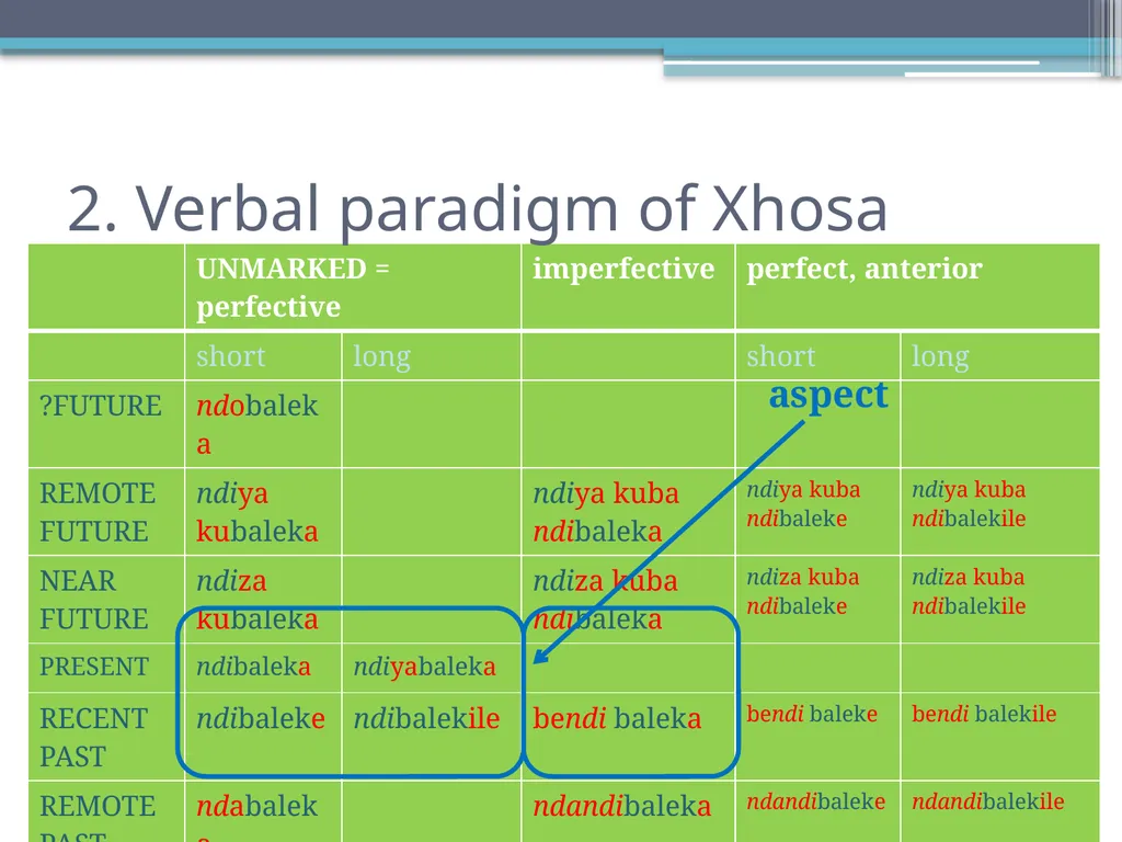 Tense, Aspect and Modality in Xhosa Stefan Savić - slide 7 of 42