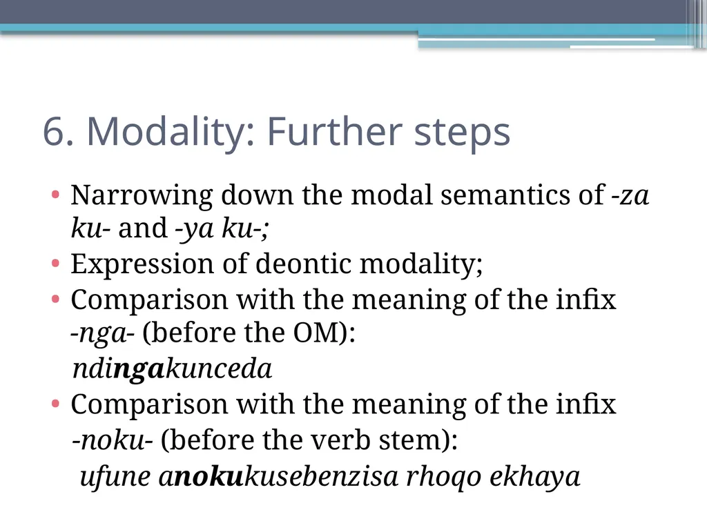 Tense, Aspect and Modality in Xhosa Stefan Savić - slide 39 of 42