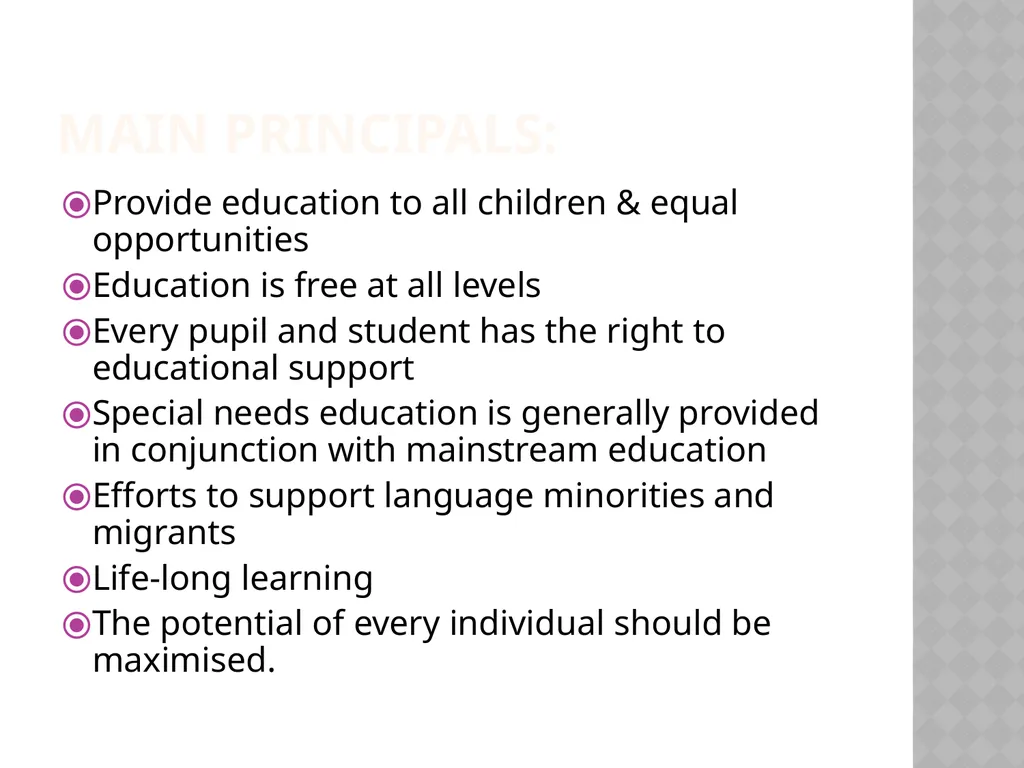 FINNISH EDUCATION IN A NUTSHELL MAIN PRINCIPALS: - slide 3 of 8