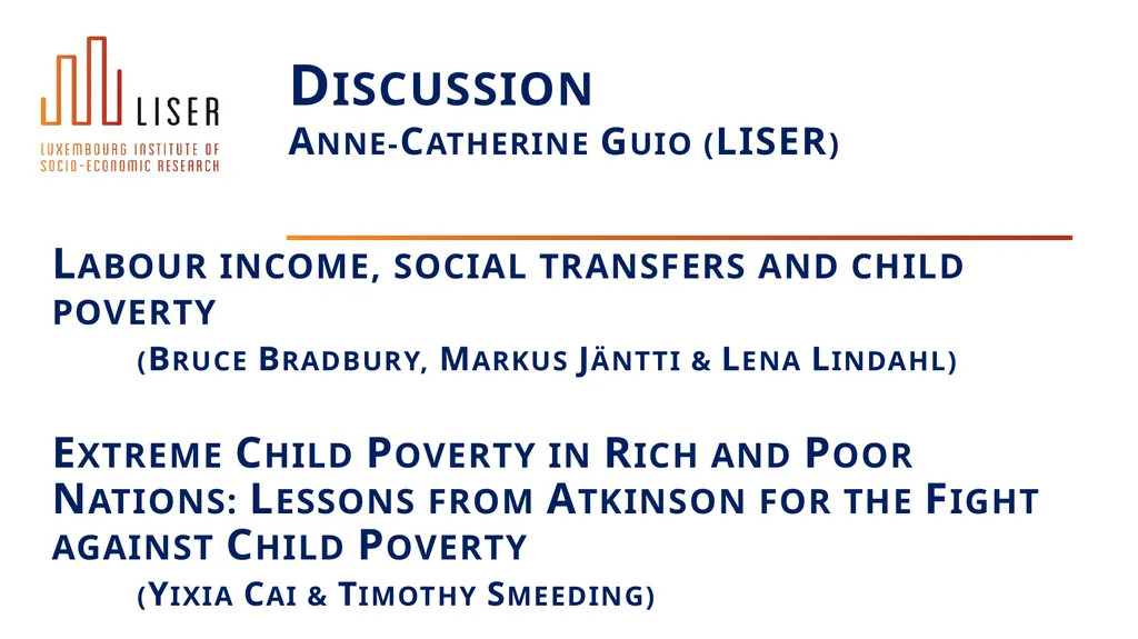 Labour income, social transfers and child poverty - slide 1 of 22