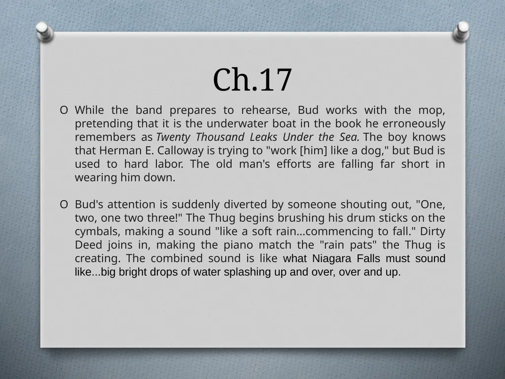 Chapter 17-19 Ch.17 While the band prepares to - slide 2 of 15