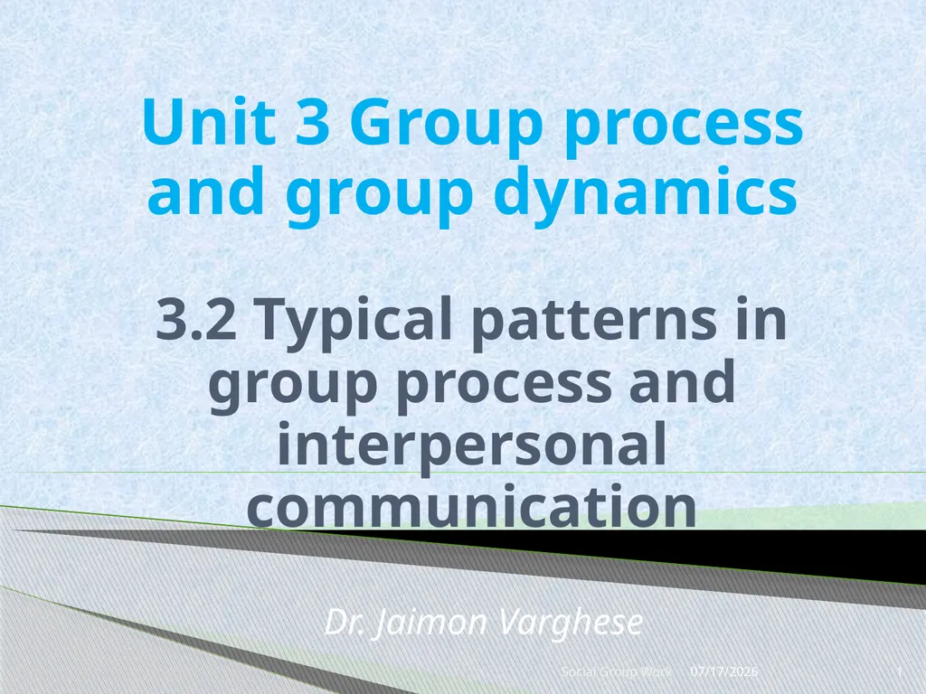 Unit 3 Group process and group dynamics 3.2