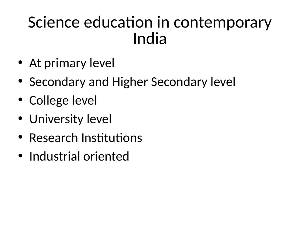 Science education in contemporary India At primary - slide 1 of 15