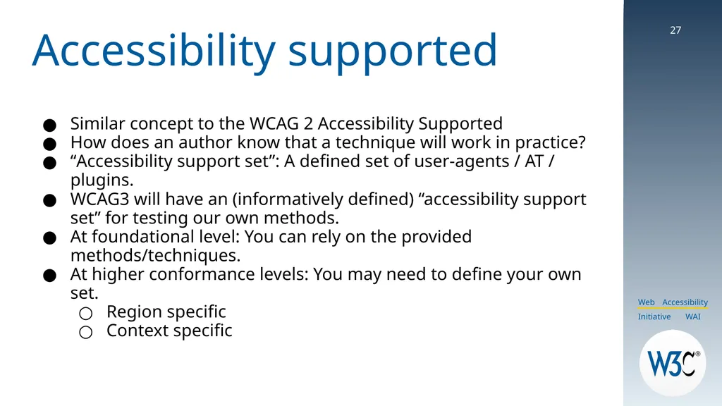 WCAG 3: The True Story! CSUN 2025 Slides are - slide 27 of 37