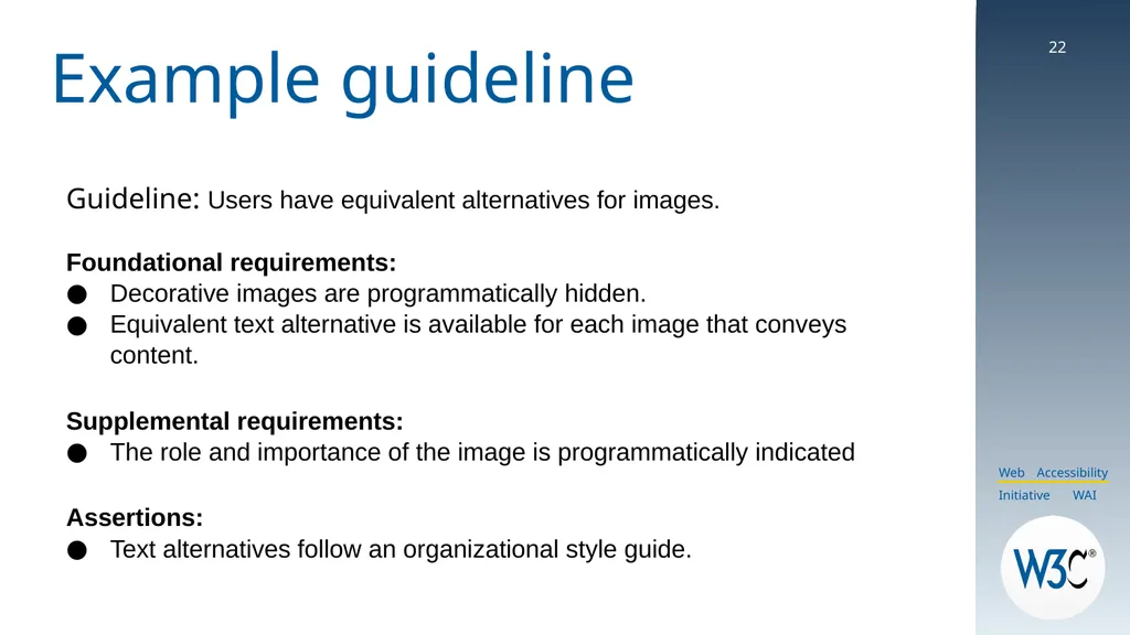 WCAG 3: The True Story! CSUN 2025 Slides are - slide 22 of 37