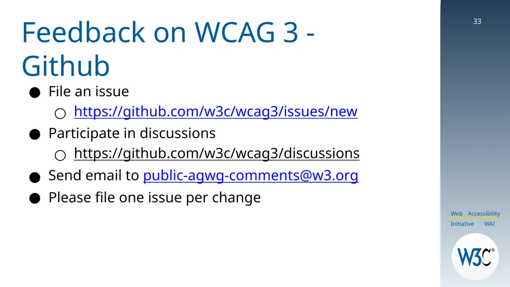 WCAG 3: The True Story! CSUN 2025 Slides are - slide 33 of 37
