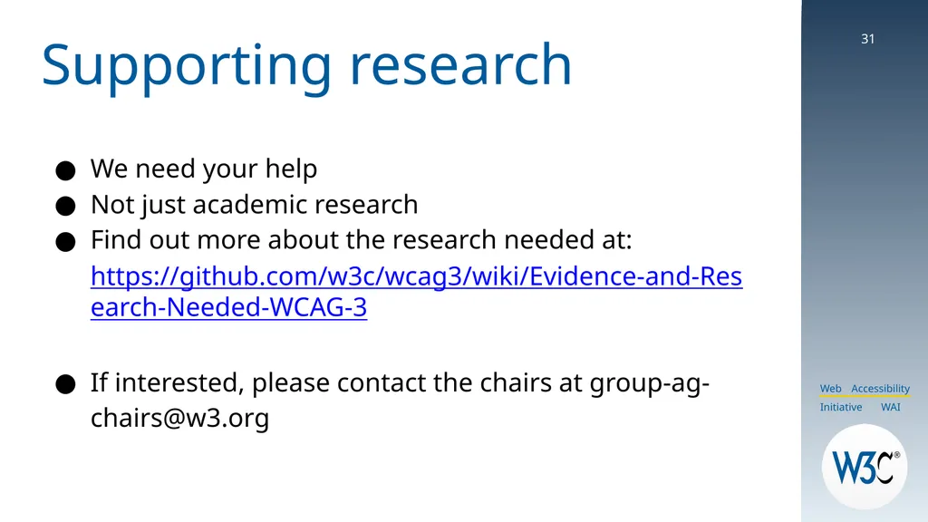 WCAG 3: The True Story! CSUN 2025 Slides are - slide 31 of 37