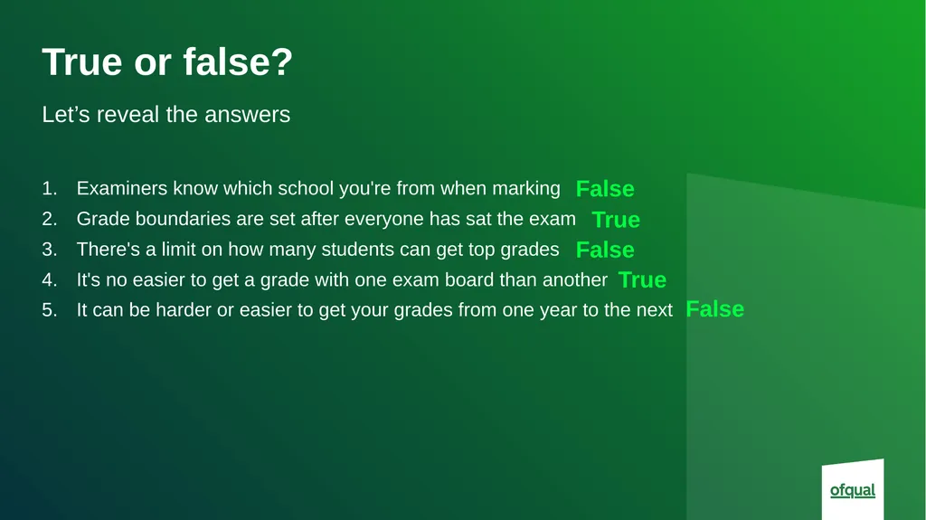 Lesson plan slides: Understanding how your exams - slide 7 of 8