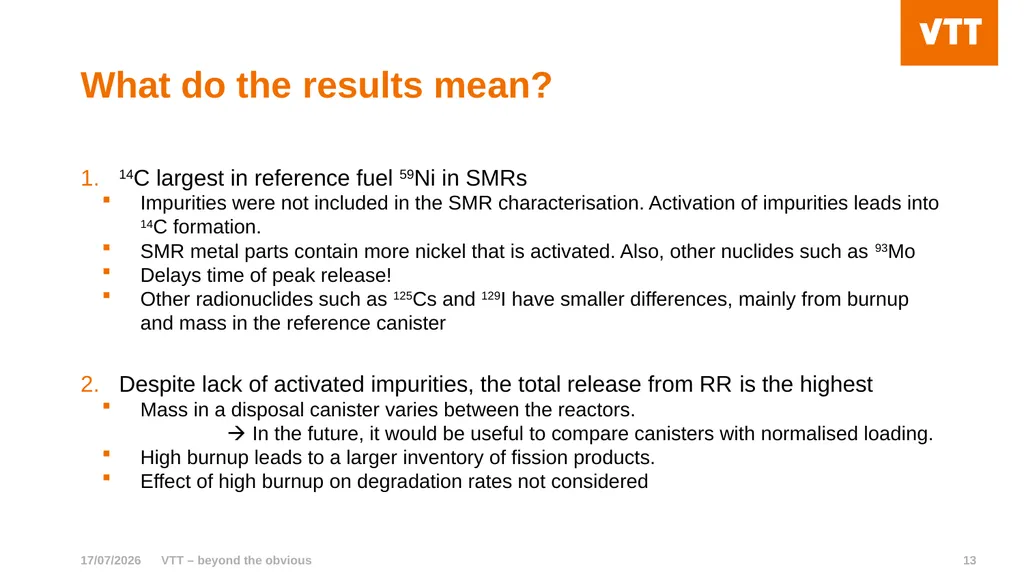 VTT – beyond the obvious Characterisation and - slide 13 of 16