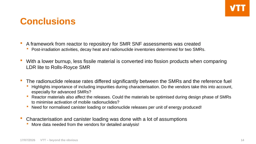 VTT – beyond the obvious Characterisation and - slide 14 of 16