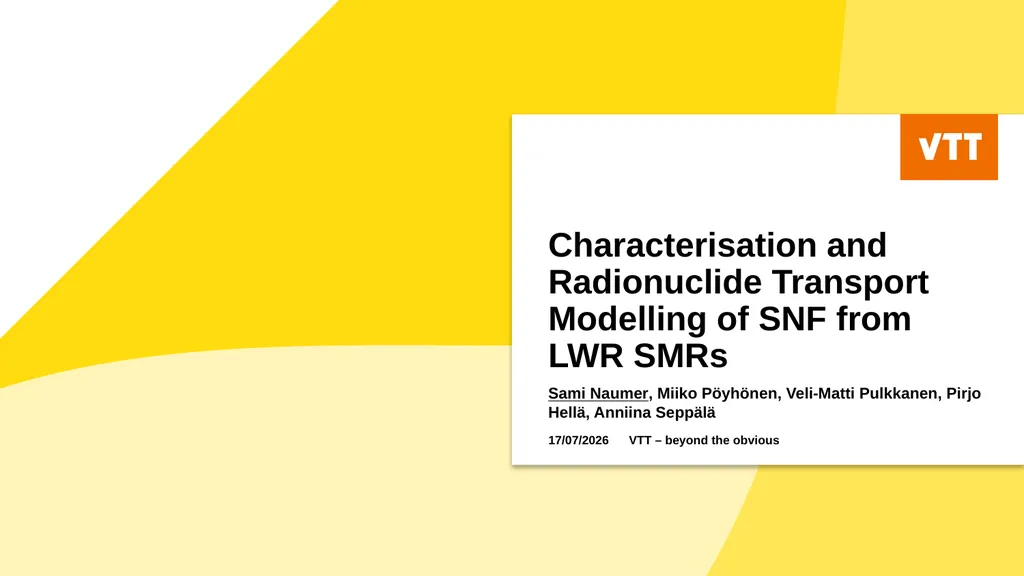 VTT – beyond the obvious Characterisation and - slide 1 of 16