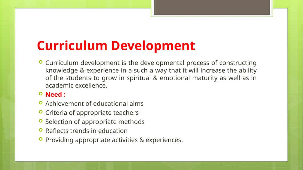BED202: Unit 2 Dimensions of Curriculum By: - slide 35 of 68