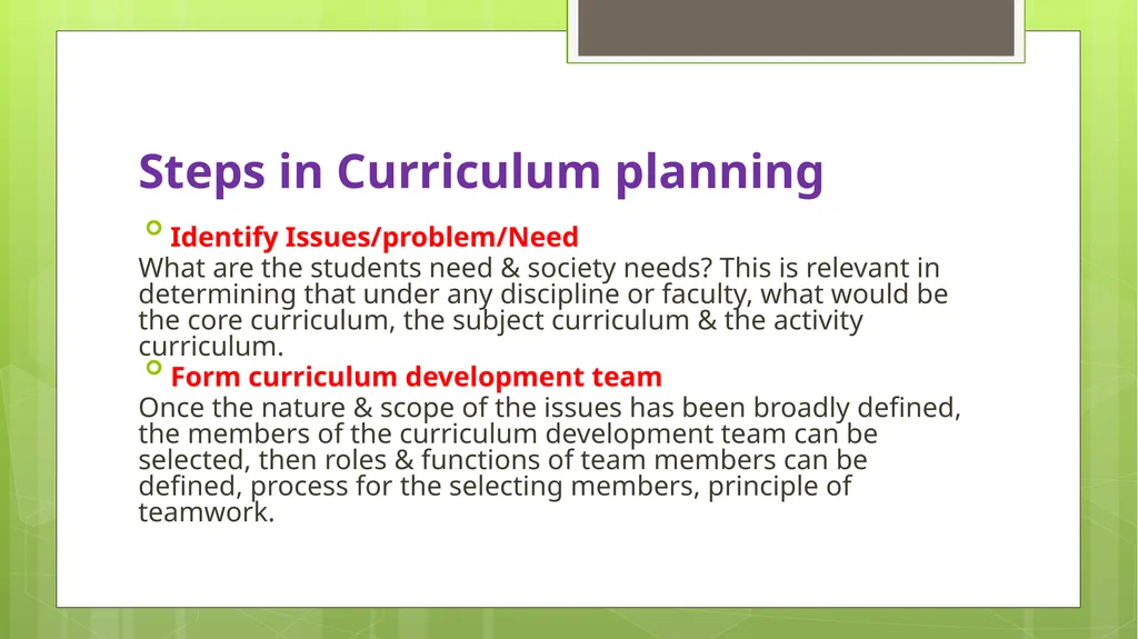 BED202: Unit 2 Dimensions of Curriculum By: - slide 19 of 68