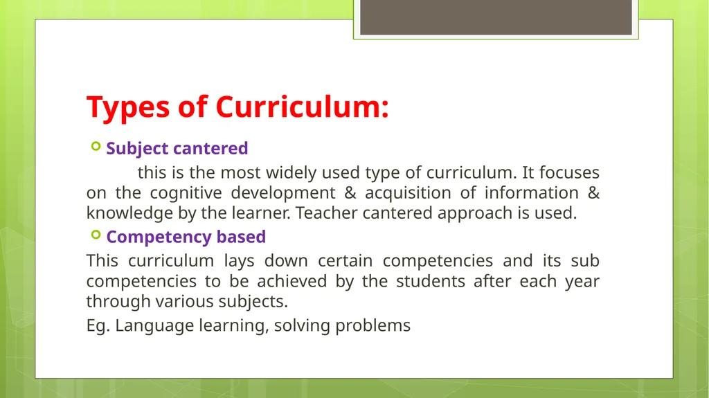 BED202: Unit 2 Dimensions of Curriculum By: - slide 6 of 68