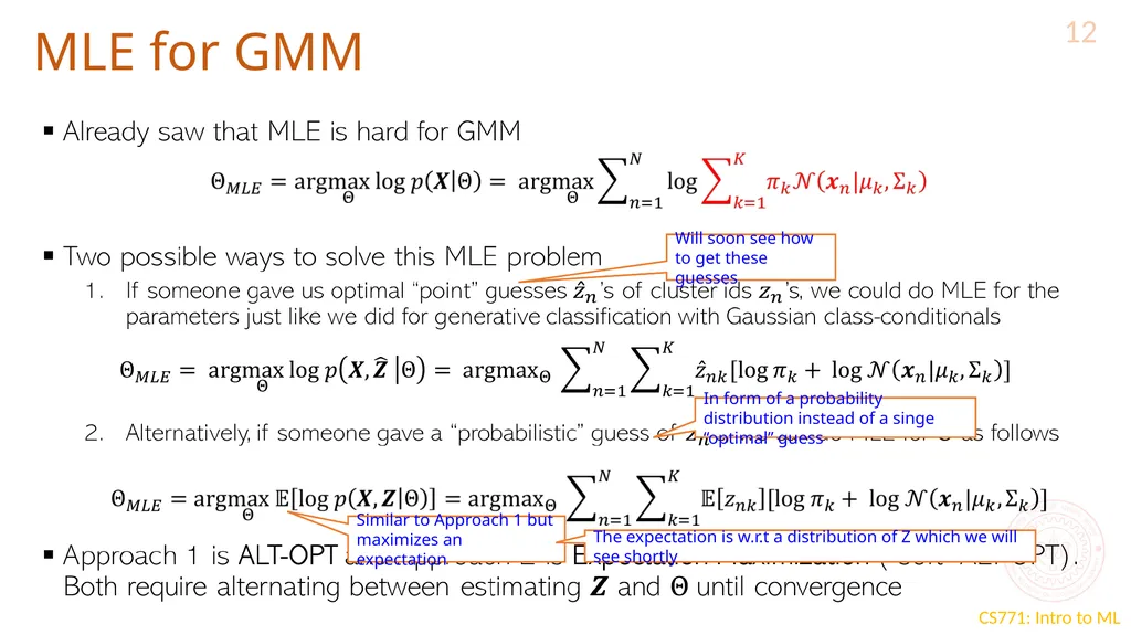 Expectation Maximization CS771: Introduction to - slide 12 of 16