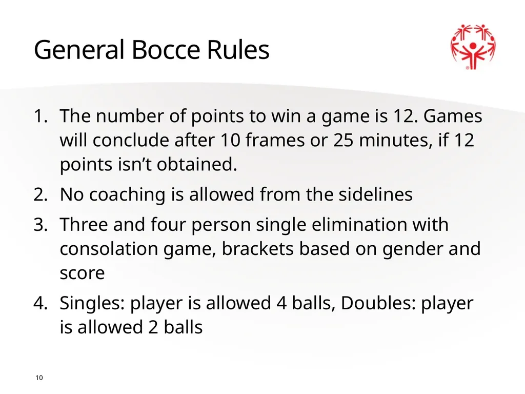 Bocce 1 The Basics Sport season: April - June - slide 10 of 23