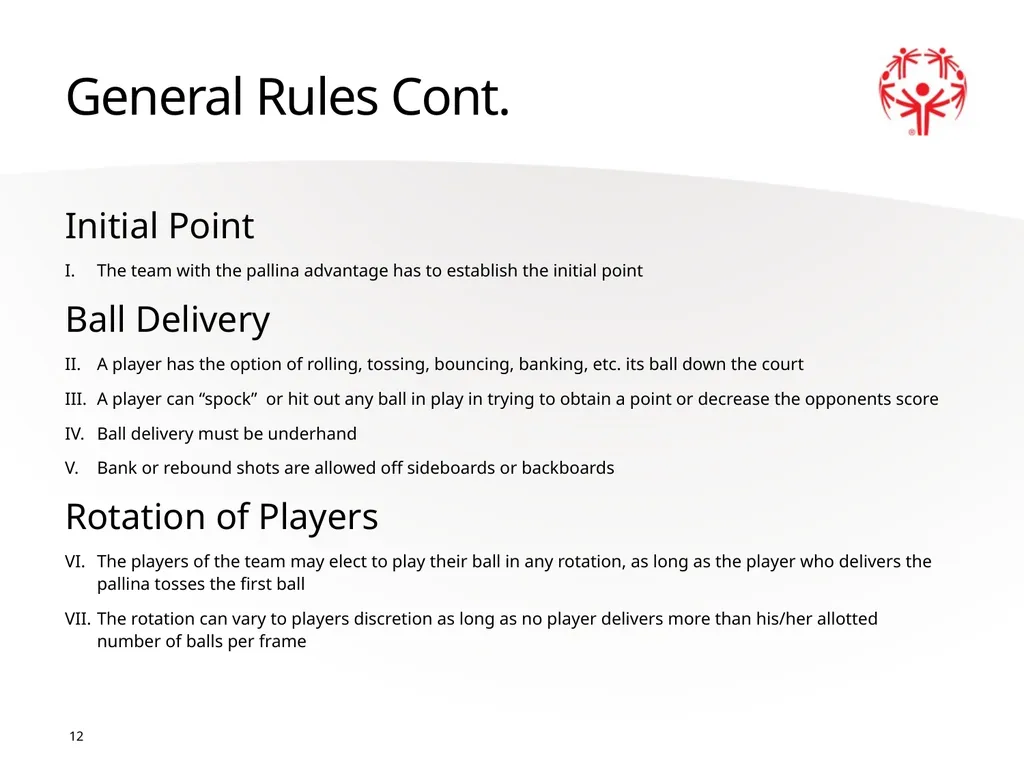Bocce 1 The Basics Sport season: April - June - slide 12 of 23