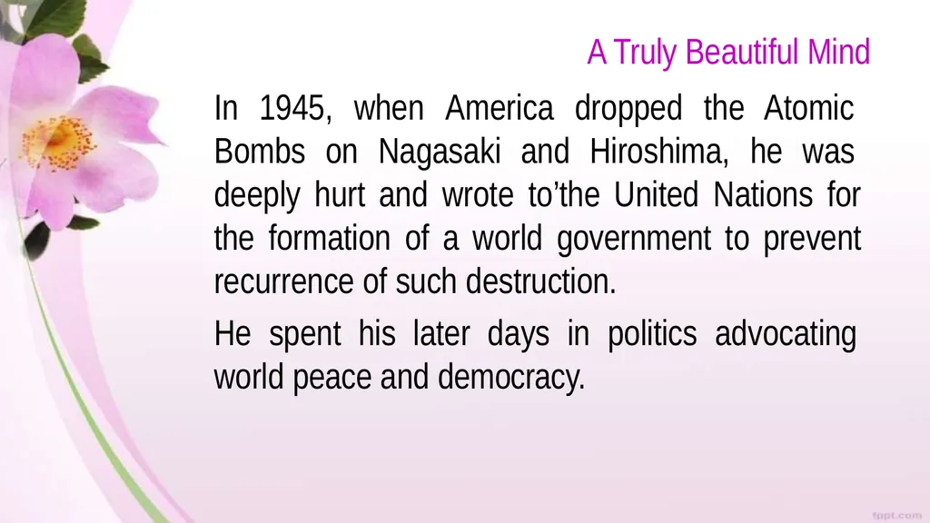 A Truly Beautiful Mind Class IX Prose THEME This - slide 14 of 18