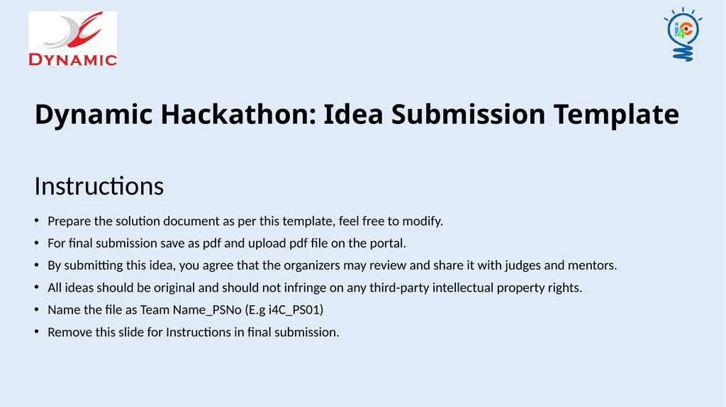 Dynamic Hackathon: Idea Submission Template - slide 1 of 11