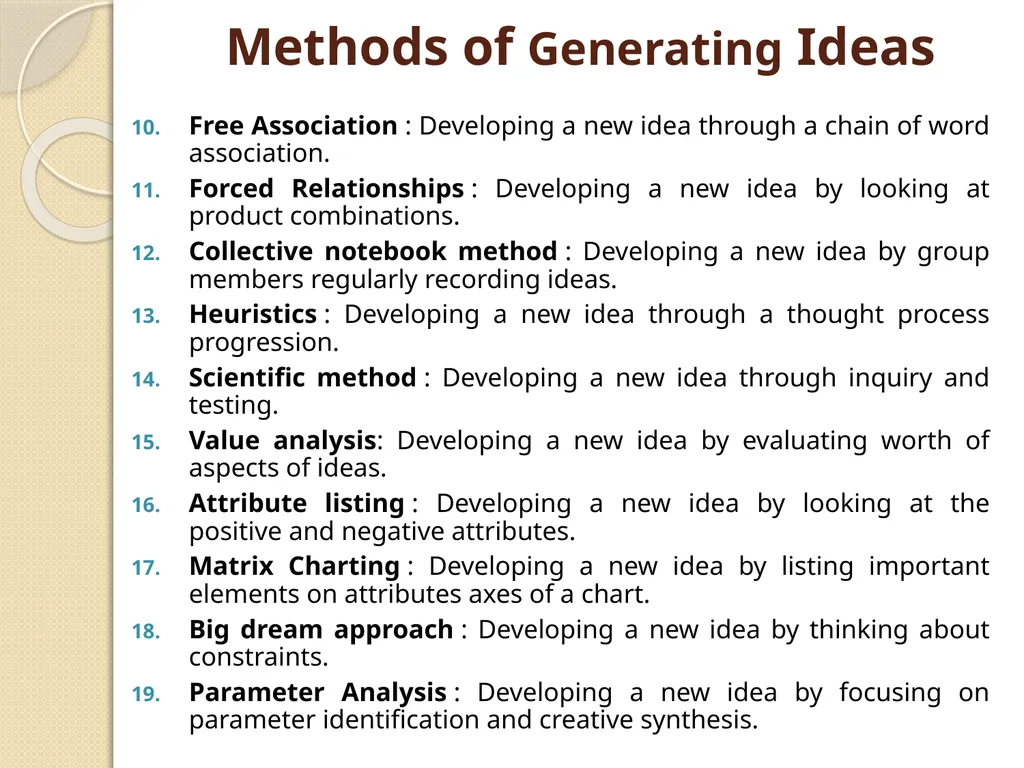 GENERATION, INCUBATION AND COMMERCIALIZATION OF - slide 5 of 7
