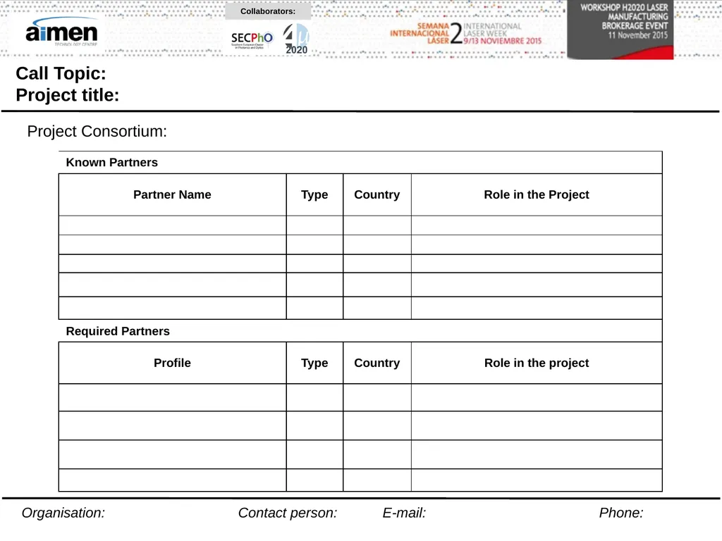Call Topic: Project title: Objectives: How the - slide 4 of 5