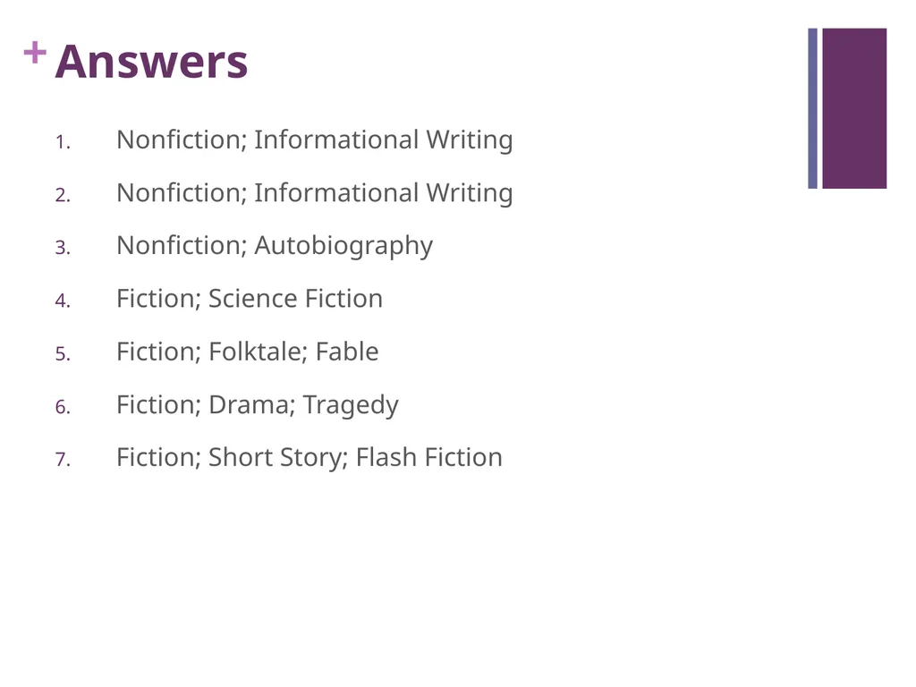 GENRE What is genre? REMEMBER: Categorizing genre - slide 18 of 18