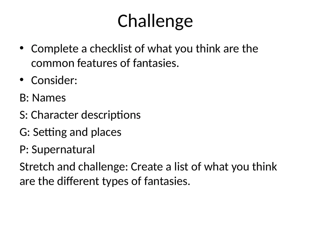 Learning Aim: Creating a fantasy world using the - slide 12 of 17