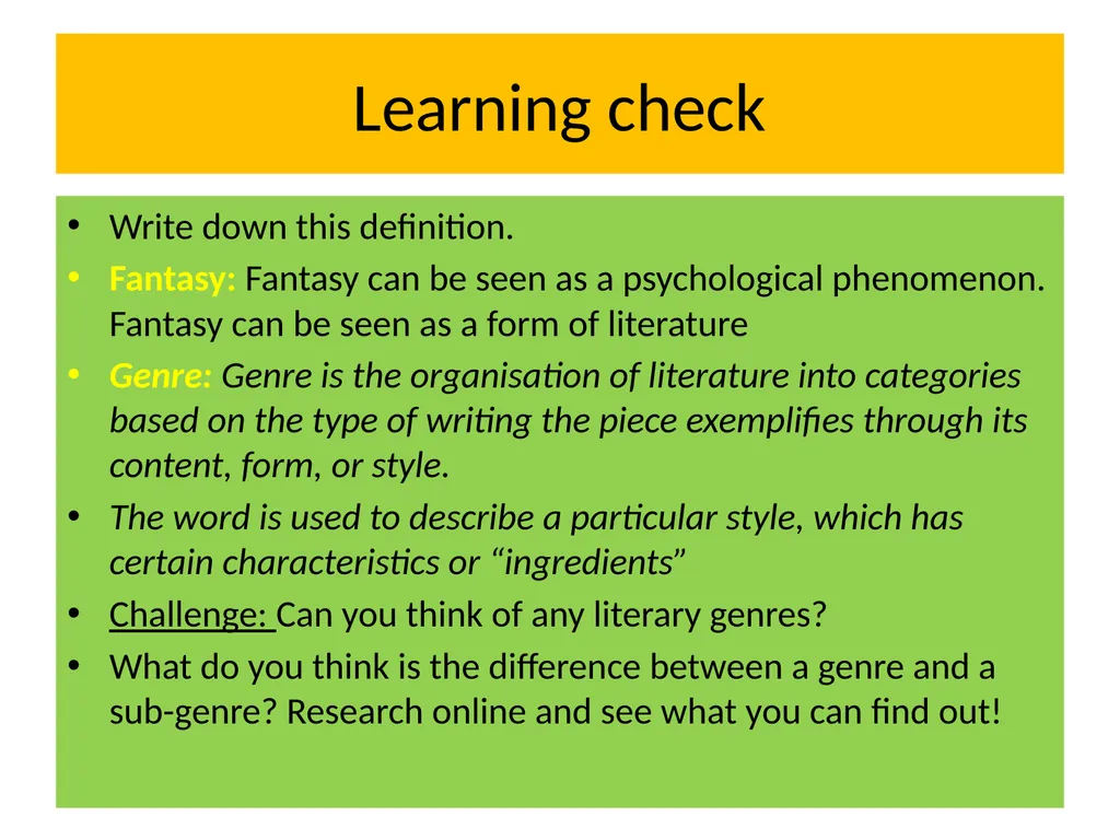 Learning Aim: Creating a fantasy world using the - slide 5 of 17