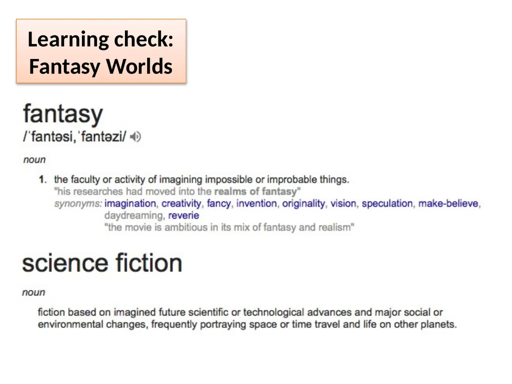 Learning Aim: Creating a fantasy world using the - slide 2 of 17