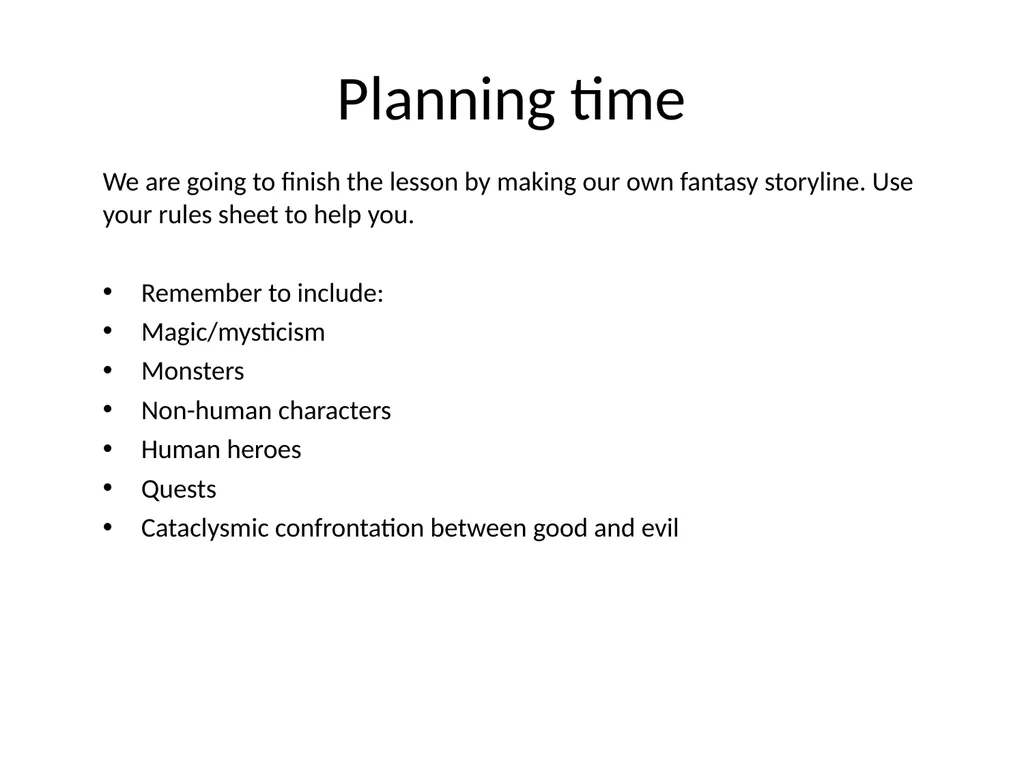 Learning Aim: Creating a fantasy world using the - slide 16 of 17