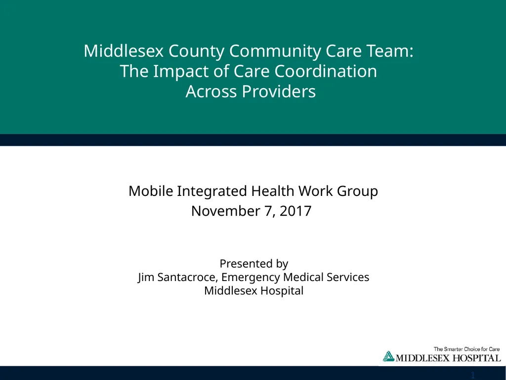 Middlesex County Community Care Team: The Impact - slide 1 of 11