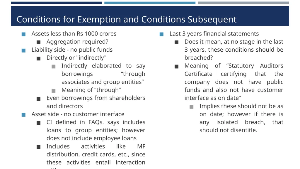 Type 1 NBFC exemption proposals Draft RBI - slide 9 of 25
