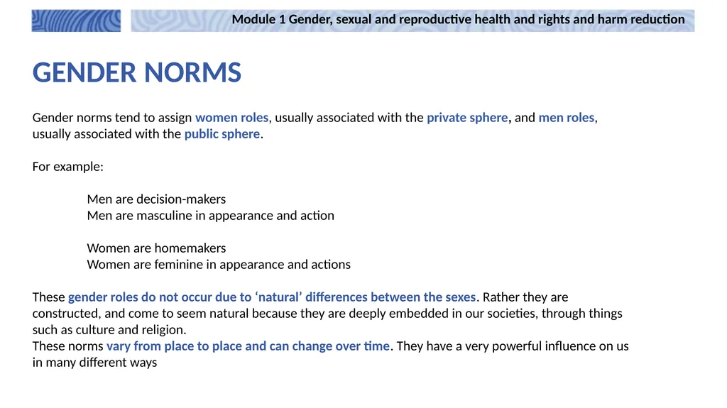 1 Module 1 Gender, sexual and reproductive health - slide 6 of 21
