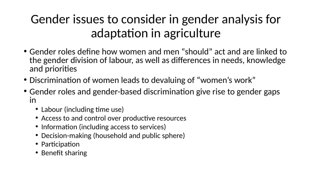 Unit 3.1: Gender analysis for adaptation Gender in - slide 4 of 10