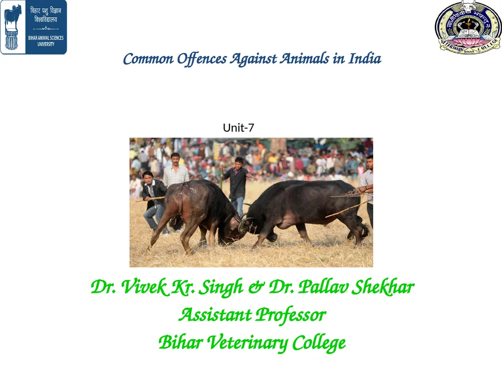 Common Offences Against Animals in India Dr. Vivek - slide 1 of 17
