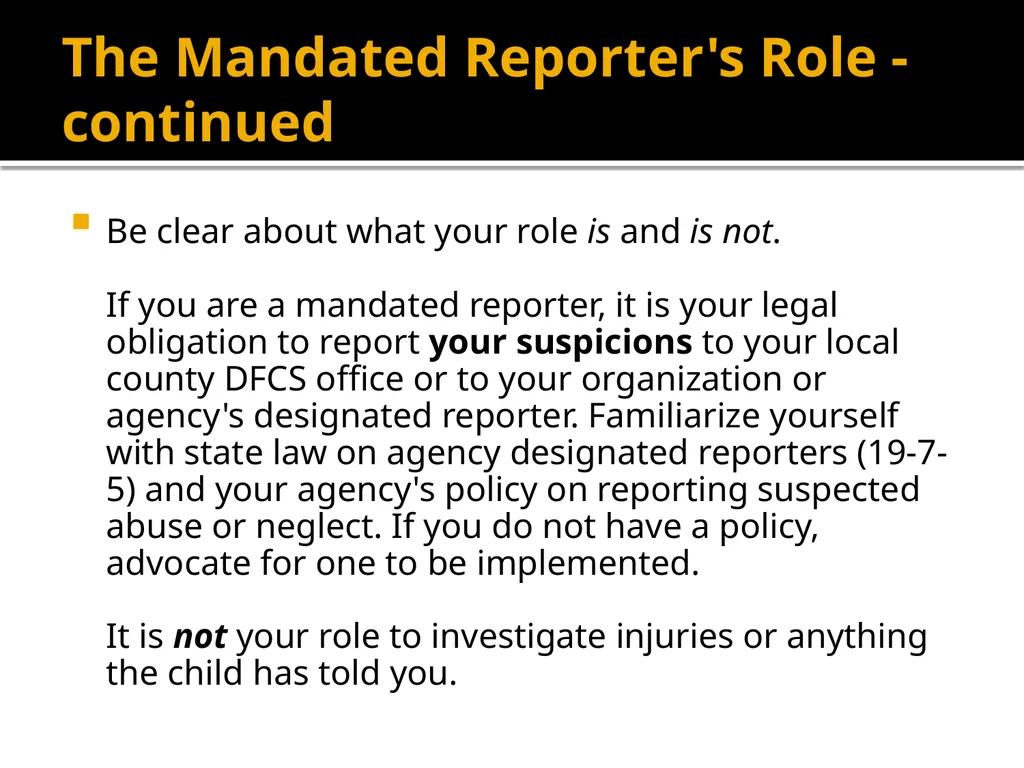 Mandatory Reporter Training for Camp Staff Working - slide 10 of 41