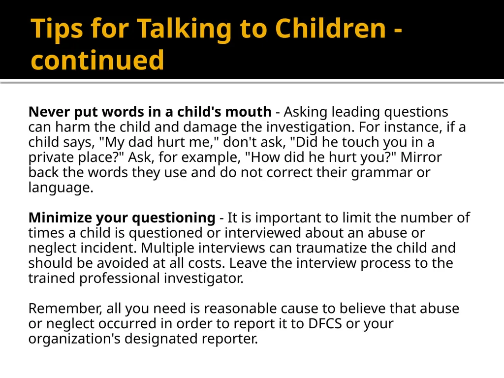 Mandatory Reporter Training for Camp Staff Working - slide 33 of 41