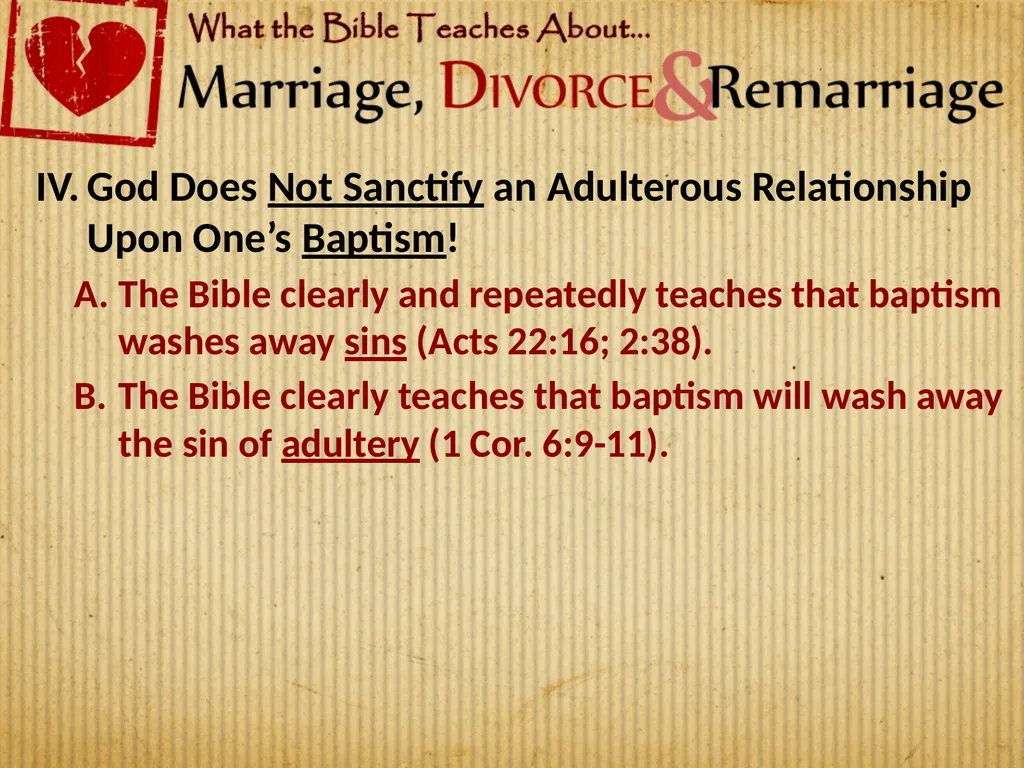 Lesson 9: Adulterous Marriages Are Sinful & Must - slide 2 of 8