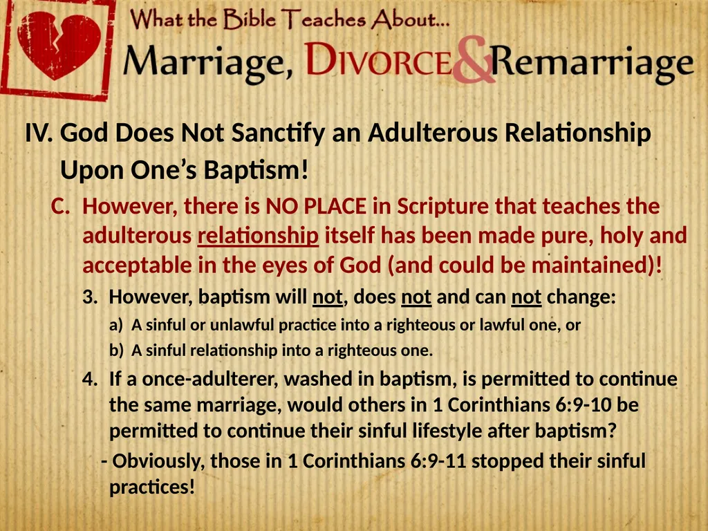 Lesson 9: Adulterous Marriages Are Sinful & Must - slide 3 of 8